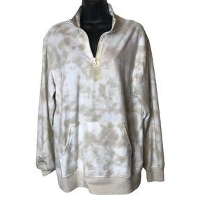 Original Use Mens White Tan Camouflage 1/4th Zip Pullover Sweatshirt Size Medium